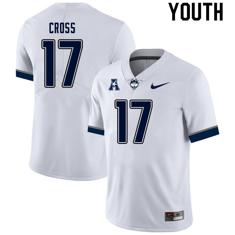 Youth #17 Stan Cross Uconn Huskies College Football Jerseys Sale-White - Click Image to Close